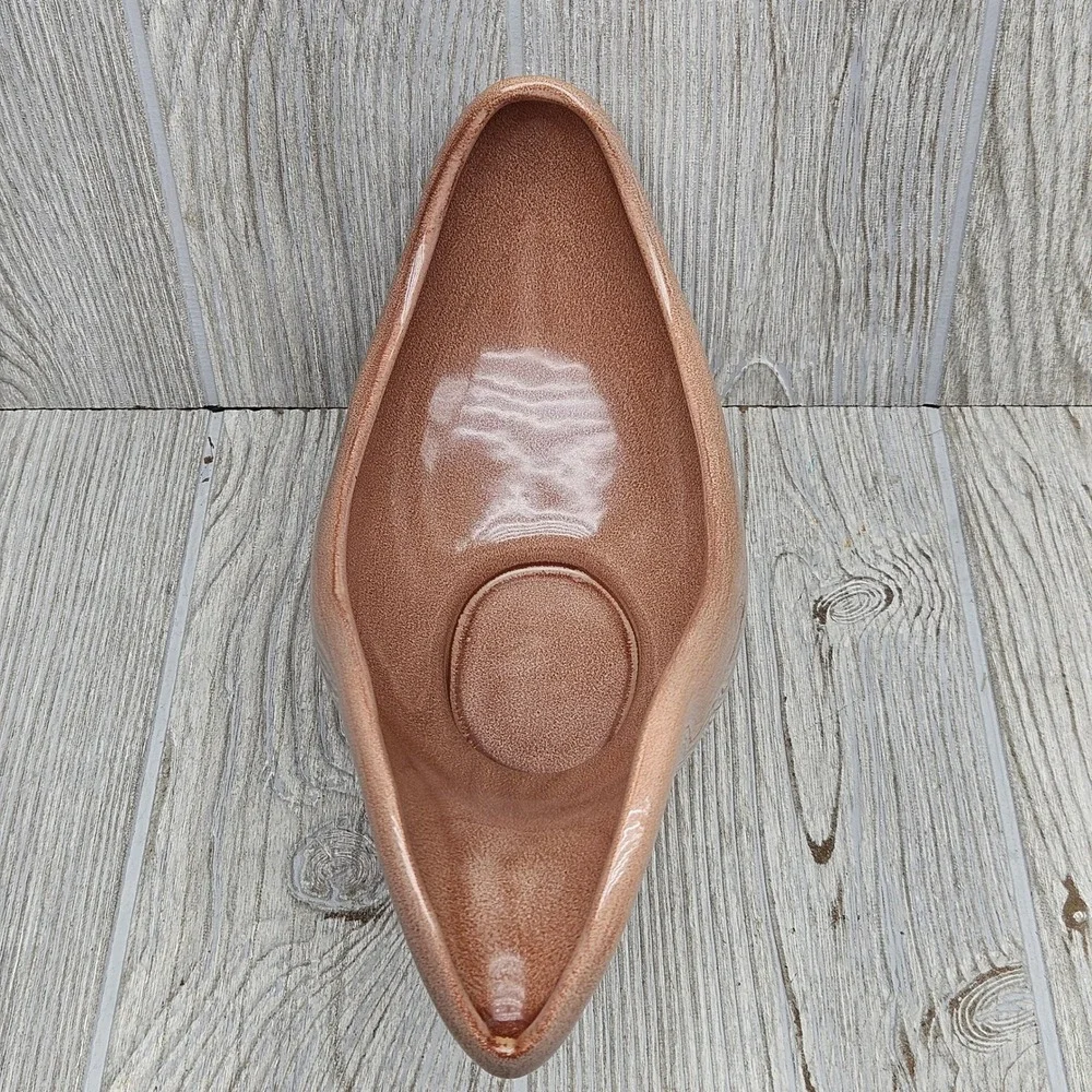 Red Wing USA 1582 Mid Century Modern Asymmetrical Wave Planter Copper Speckle